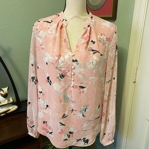 White House Black Market Pink Floral Blouse